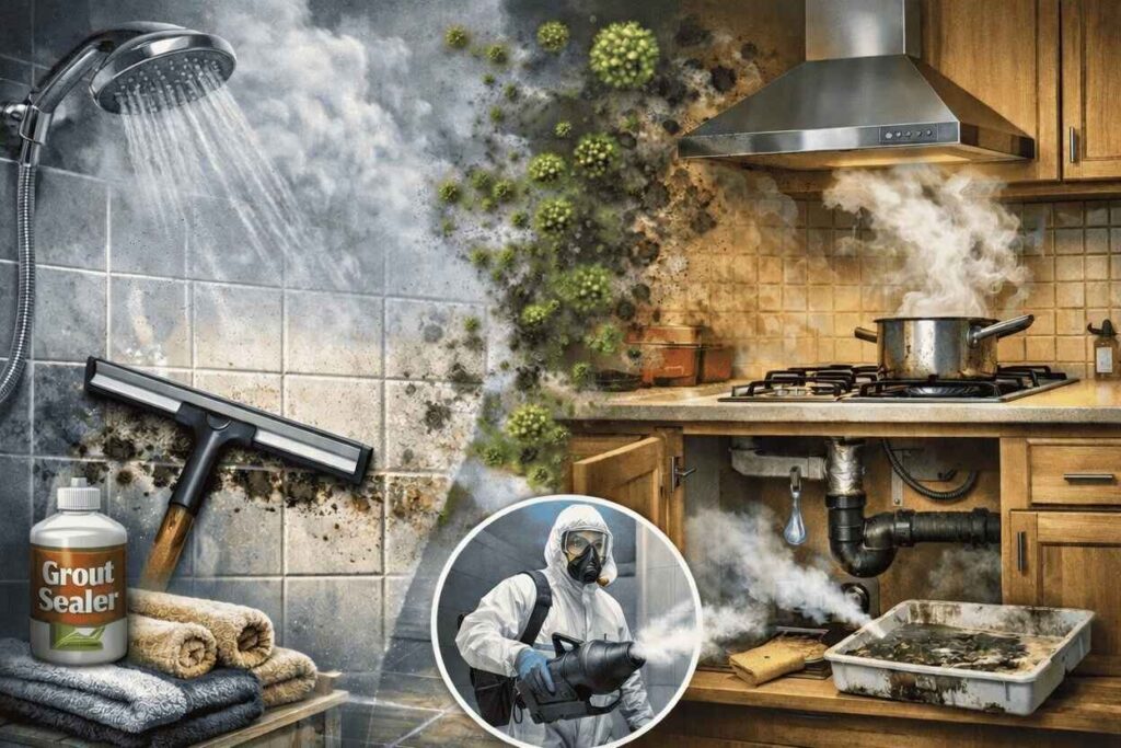 ould in bathrooms and kitchens with proper ventilation, moisture control, and leak prevention.